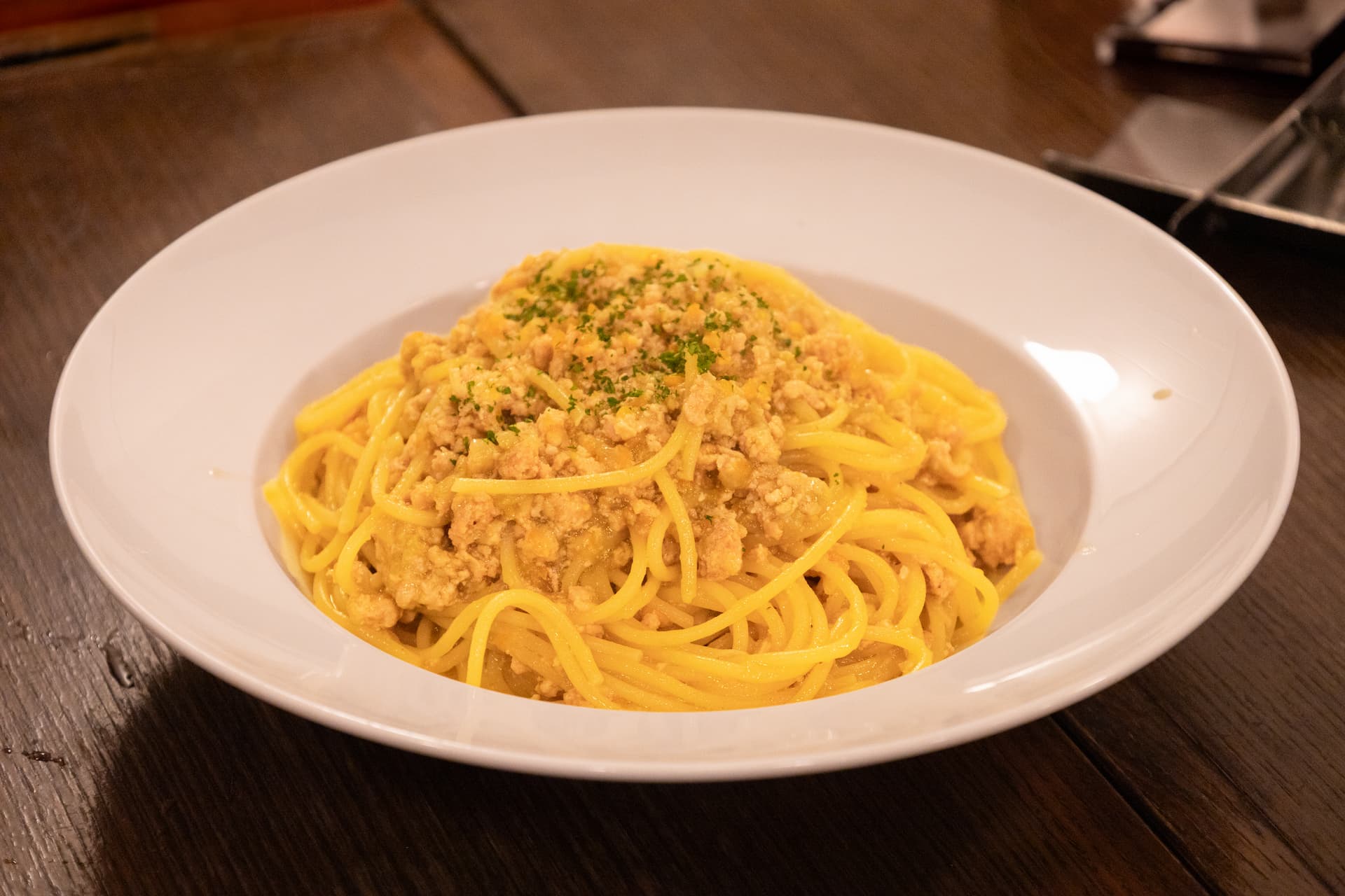 5. 鶏ひき肉ラグースパゲッティ